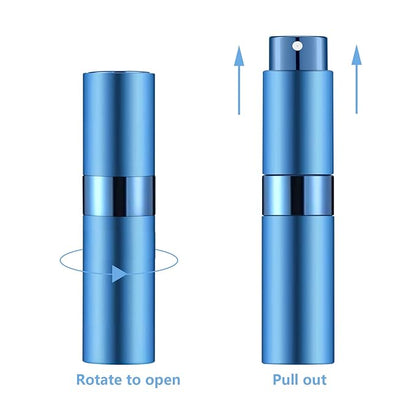 Lil Ray 8ml Portable Mini Perfume Atomizer(4 PCS)，Refillable Empty Small Spray Bottle for Travel, Twist Type Pocket Cologne Sprayer (Blue)