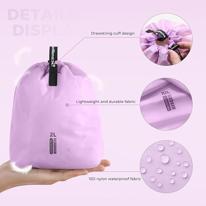 3 Set Packing Cubes for Travel, Ultralight Luggage Organizer Bags Waterproof Storage Bag, Multiple Sizes Reusable Drawstring Bags Used Essential for Gym Swim (Purple)