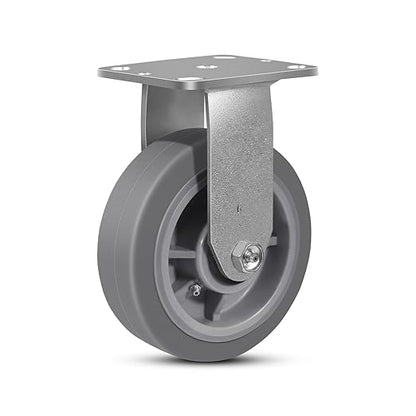 6 Inch Rubber Wheels (Flat Tread)- Heavy Duty Casters, Industrial Caster Wheels- with up to 1000 LB Capacity- Use for Dollies, Utility and Maintenance Carts(1 Rigid)