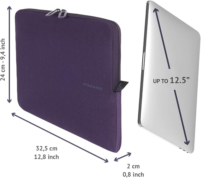 TUCANO Melange Neoprene Sleeve Compatible with MacBook Air/Pro 13" Laptop 12", 4mm Thick, Anti-Slip, Anti-Scratch - Purple