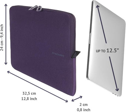 TUCANO Melange Neoprene Sleeve Compatible with MacBook Air/Pro 13" Laptop 12", 4mm Thick, Anti-Slip, Anti-Scratch - Purple