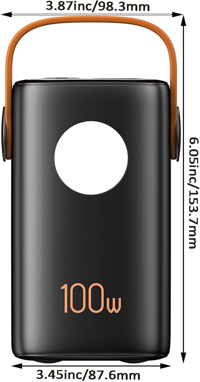100000mAh Portable Charger Super Capacity Power Bank+ Built-in Cables, with LED Light, 4 Outputs, 3 Inputs for iPhone, Samsung, Android, etc