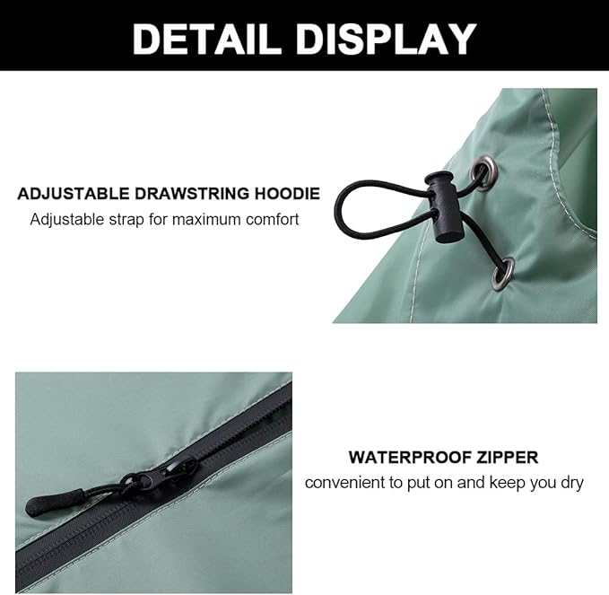 Fashion Hooded Rain Poncho Waterproof Raincoat Jacket with pocket for Women/Men/Adult