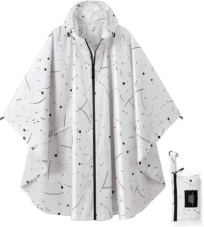 Rain Poncho Jacket Coat Hooded Zipper Style for Women/Men/Adult with Pocket