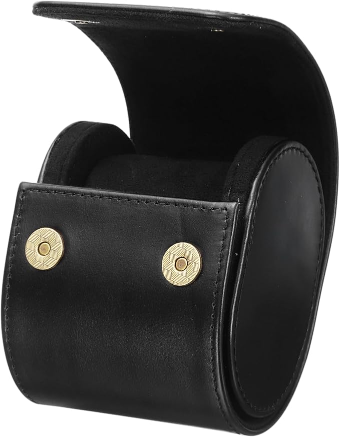 HARFINGTON Watch Roll Travel Case Single Slot Portable Leather Watch Case for Men and Women, Watches Storage Organizer with Removable Pillows for Traveling, Display, Home Storage, Dark Black