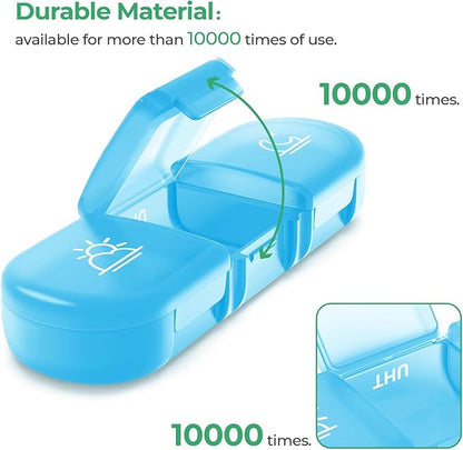 PULIV Weekly Pill Organizer 3 Times a Day, Portable Travel Pill Box 7 Day with Large Pill Containers, Light-Proof Pill Case for Vitamins, Medication, Supplements and Fish Oils (Blue)