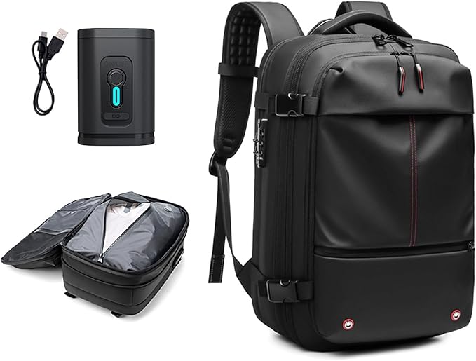 Airback Air Vacuum Vacpack Backpack for Travel with Pump (Black)