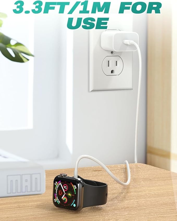 𝟐𝟎𝟐𝟓 𝐔𝐩𝐠𝐫𝐚𝐝𝐞𝐝 𝐔𝐒𝐁 𝐂 for Apple Watch Charger Magnetic iWatch Charger Wireless Portable Compatible with iWatch Ultra2 Ultra Series 11/10/9/8/7/6/SE/SE2/5/4/3/2/1-[3.3FT/2Pack]