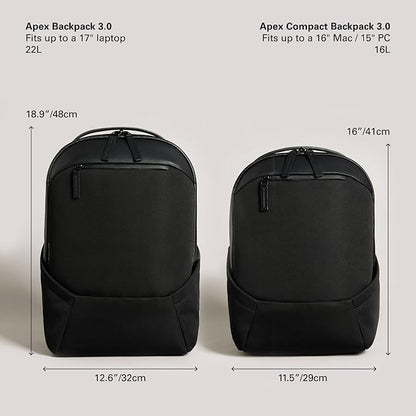 Troubadour Apex 3.0-22L Premium Laptop Backpack - Ergonomic & Water Resistant - Designed for Work and Travel - Black