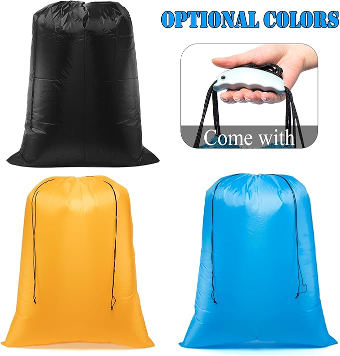 2pack Extra Large Laundry Bag 55x43.3" + Silicone Tote Handle, Heavy Duty Oxford Dirty Clothes Travel Drawstring Bags Storage Sack, Easy fit Laundry Hamper and Basket (Machine Washable, Black)