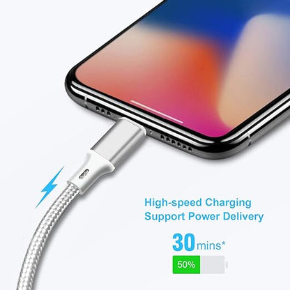 cugunu USB C to Lightning Cable 5 Pack 3/3/6/6/10FT iPhone Charger Apple MFi Certified Power Delivery Fast Charging Cord Compatible with iPhone 14/13/12/11/XS/XR/X/8 - Gray