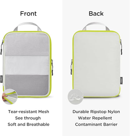 Cipway Mesh Compression Packing Cubes, Ultralight See Through Luggage Organizer Bags, Travel Essentials for Carry on Suitcase（3 Pcs,White）
