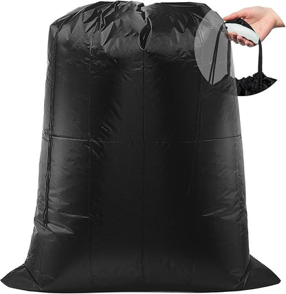 Extra Large Laundry Bag 55"x43.3" + Silicone Tote Handle, Heavy Duty Oxford Fabric Dirty Clothes Travel Drawstring Bags Storage Sack, Easy fit Laundry Hamper or Basket (Machine Washable, Black)