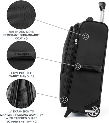 Travelpro Maxlite 5 Softside Expandable Upright 2 Wheel Carry-on Luggage, Lightweight, 22-Inch — Black