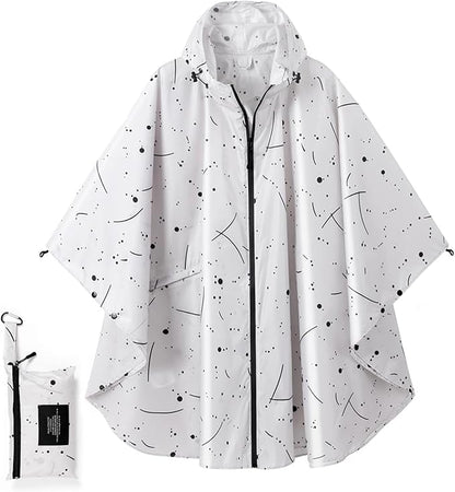 Fashion Hooded Rain Poncho Waterproof Raincoat Jacket with pocket for Women/Men/Adult