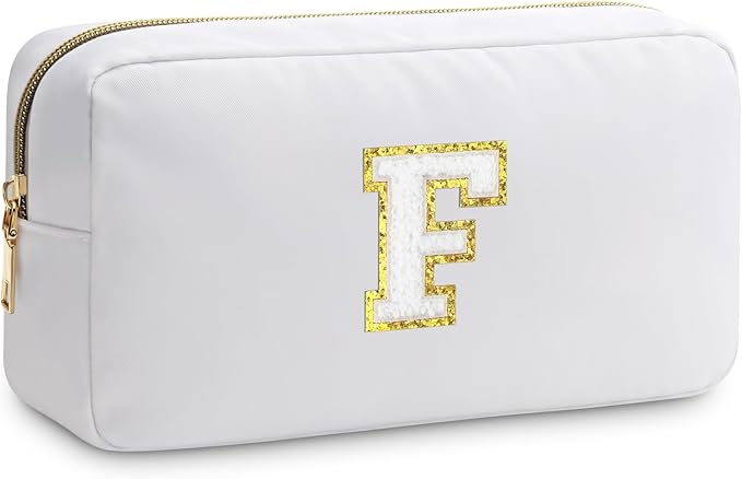Initial F Makeup Bags Initial Letter A-Z Cosmetic Bag for Women Friends Daughter Sister Mom Inspirational Gifts Travel Toiletry Bag Christmas Birthday Gifts for Her Bridesmaid Bff Makeup Pouch F