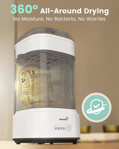 Bottle Sterilizer and Dryer, Compact Electric Steam Baby Bottle Sterilizer (Esterilizador de Biberones), Bottle Sanitizer for Baby Bottles, Pacifiers, Pump Parts Black