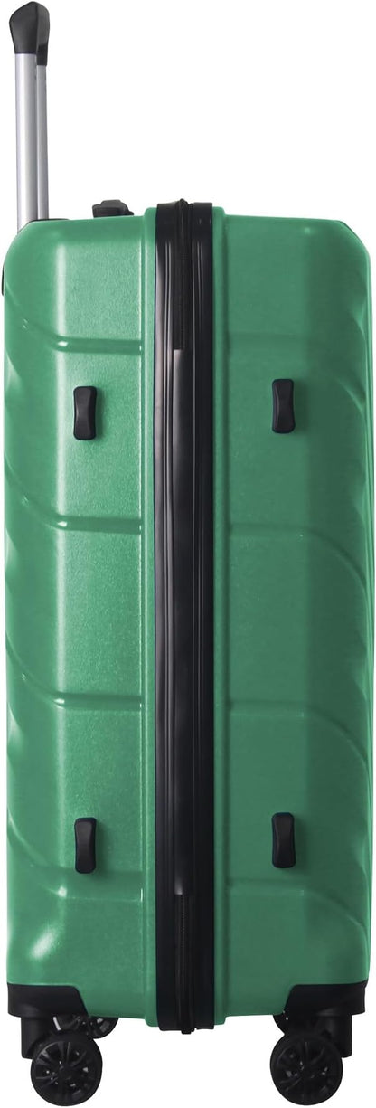 3-Piece Luggage Sets (20", 24", 28"), Suitcase with Wheels, Hardside Suitcase With Four Spinner Wheels and Scratch-Resistant Surface (PP hardshell, Green)