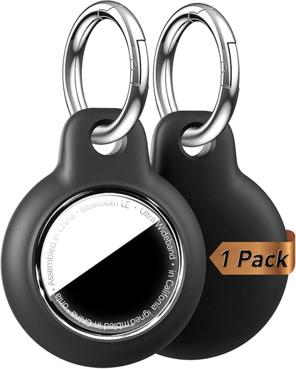 [1-Pack] Upgrade for Airtag Case, Waterproof & Shockproof Cover with Keychain for Apple for AirTag, Anti-Scratch Tracker Accessory for Backpack, Bag, Luggage (Black)