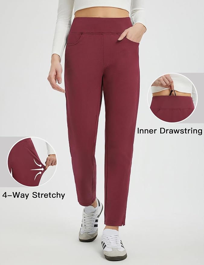 baleaf Women's Fleece Lined Pants Winter Thermal Travel Pants Water Resistant Cold Weather Golf Hiking Pockets Work