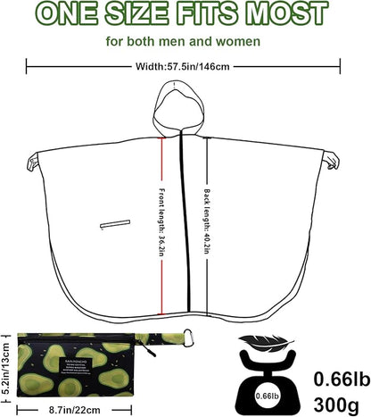 Hooded Rain Ponchos for Adult - Rain Coat and Rain Jacket with Waterproof Pocket and Zipper