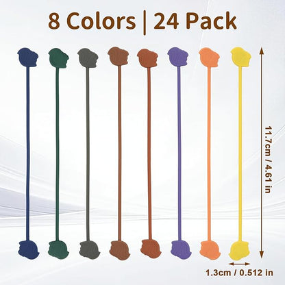 Fun Squirrel Magnetic Cable Ties – 24 Pack, Reusable Silicone Cord Organizers for Home & Office, Strong Magnetic Hold, Assorted Colors, Ideal for Cable Management, Novelty Gift