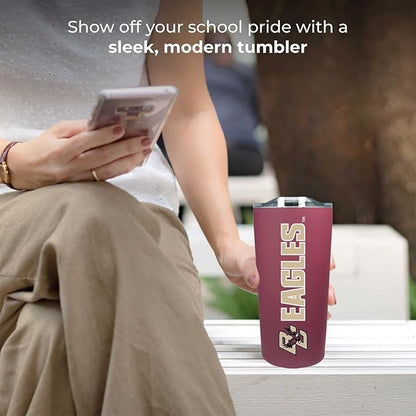 Campus Colors NCAA Stainless Steel Tumbler perfect for Gameday - 18 oz - Double Walled - Keeps Drinks Perfectly Insulated (Boston College Eagles - Maroon)