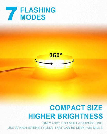 Agrieyes Smoke Lens Beacon Light 4.2Inch, Amber Flashing Safety Warning Lights Permanent Mount, LED Emergency Strobe Lights for Vehicles,