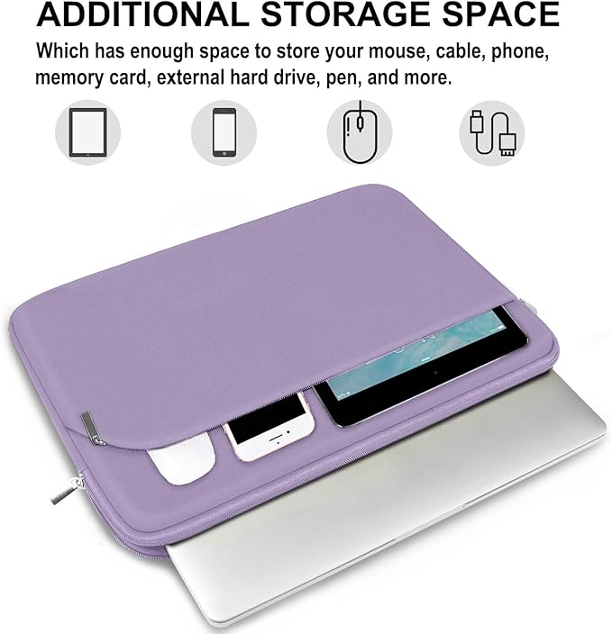 Laptop Sleeve Case 13.3 inch, Portable Monitor Protective Laptop Case with Front Pocket Computer Bag Compatible with MacBook Air Pro 13.3 inch 14 inch, Dell, HP, Lavender