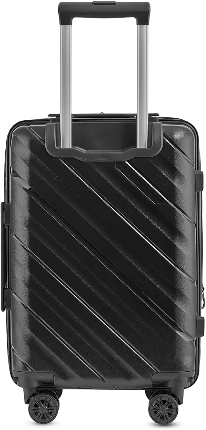 Karriage-Mate Expandable Hardside Carry-On Luggage Set, Suitcase with Eight Spinning Wheels, 20-Inch and Scratch-Resistant Surface (Black)