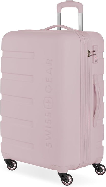 SwissGear 7366 Hardside Expandable Luggage with Spinner Wheels, Pink, Checked-Medium 23-Inch