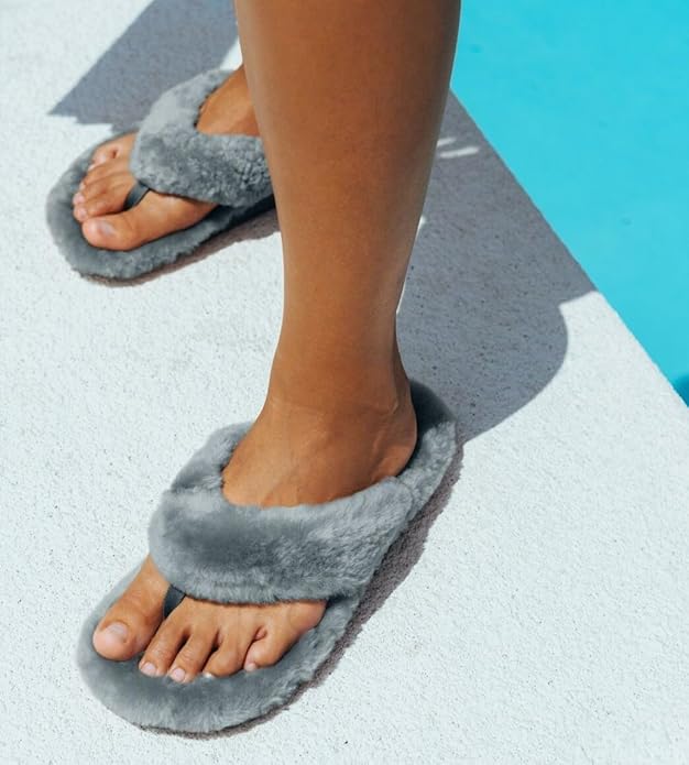 OLUKAI Kipe'a Heu Women's Sandal Slippers, Soft & Comfortable Shearling-Wrapped Straps, Durable Rubber Outsoles for All-Day Wear, Causal & Cute Everyday Style