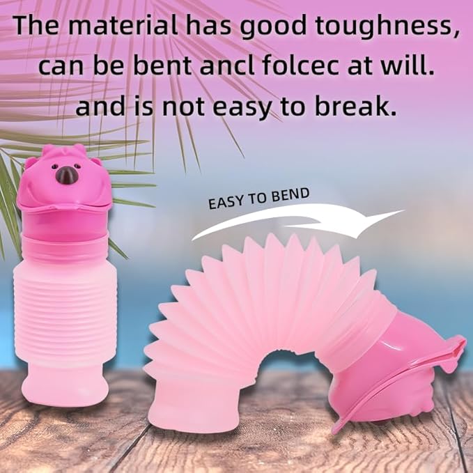 Pee Bottles for Kids Boys Men Women, Adjustable Emergency Urinal 600ml, Portable Leakproof Pocket Toilet for Car, Travel Urinals, Collapsible Urinals Mini Mobile Toilet Potty,1 PCS(Pink)