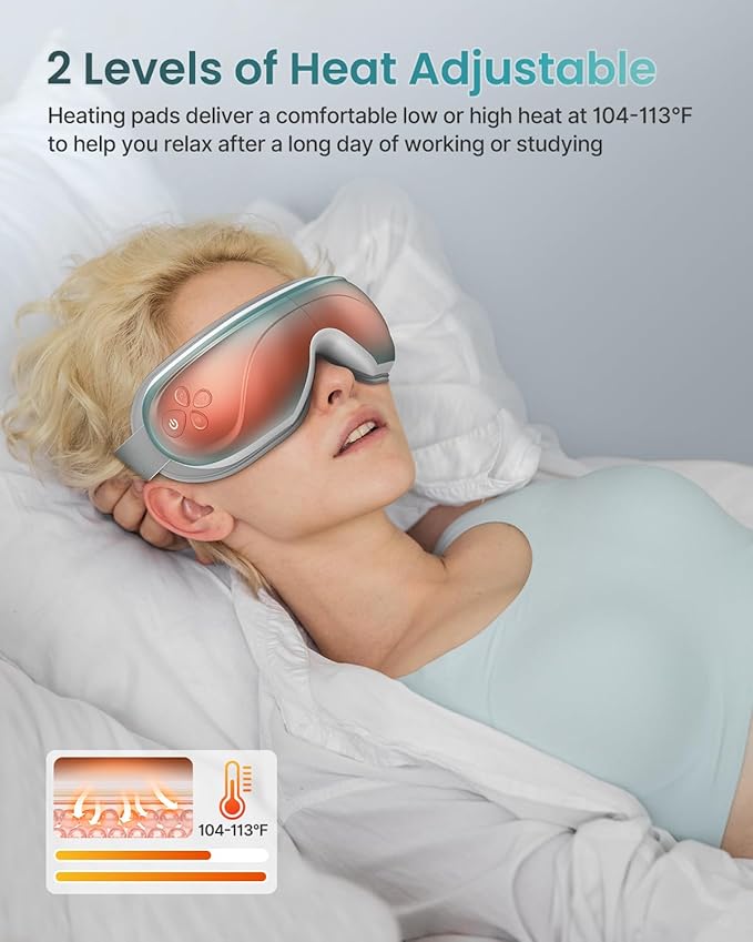 RENPHO Eye Massager with Heat, Christmas Birthday Gifts for Women Mom, FSA Eligible HSA Eye Mask for Migraine, Smart Sleep Mask for Dry Eyes Relax, Reduce Strain for Men Dad Her Him Blue