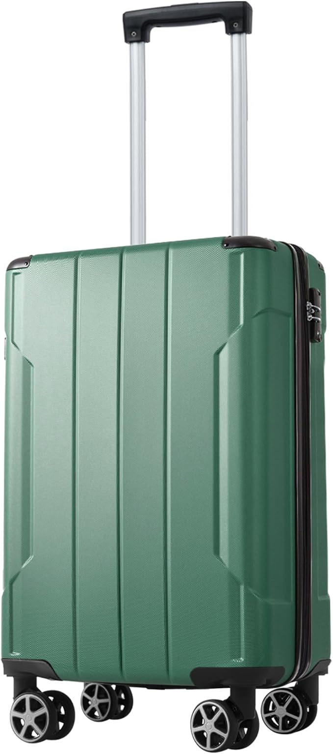 Merax Luggage Sets 3 Piece, Hardshell ABS Lightweight Durable Suitcases with Double Spinner Wheels, Green, 20/24/28 Inch