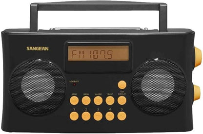 Sangean PR-D17 AM/FM-RDS Portable Radio Specially Designed for The Visually Impaired with Helpful Guided Voice Prompts, high Contrast Large Yellow Controls with Raised Symbols