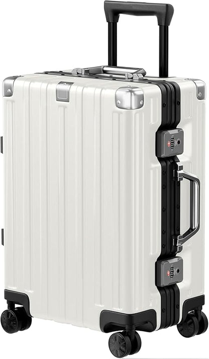 Krute Carry On Luggage 20 inch Aluminum Frame Luggage with Spinner Wheels Hardshell No Zipper PC+ABS TSA Lock Zipperless Suitcases