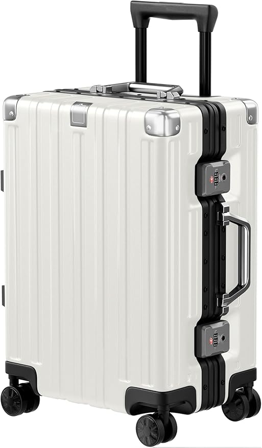 Krute Carry On Luggage 20 inch Aluminum Frame Luggage with Spinner Wheels Hardshell No Zipper PC+ABS TSA Lock Zipperless Suitcases
