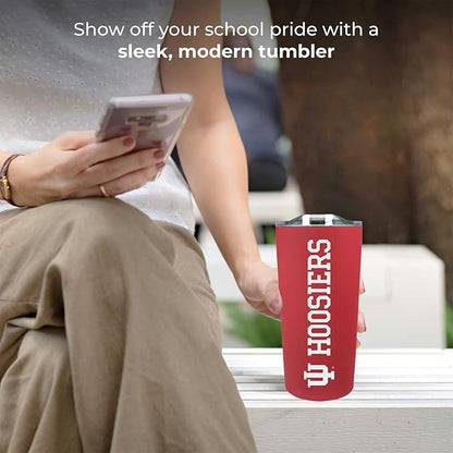 Campus Colors NCAA Stainless Steel Tumbler perfect for Gameday - 18 oz - Double Walled - Keeps Drinks Perfectly Insulated (Indiana Hoosiers - Crimson)