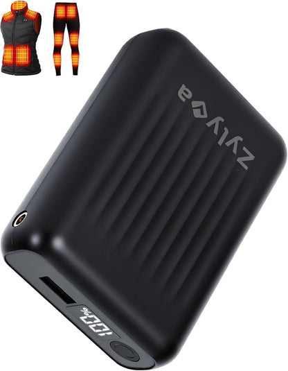 Heated Vest Battery Pack Replacement 18400mAh – 7.4V/5V Power Bank with LED Display Compatible with ORORO, Only for 7.4V Heated Apparel with DC 4.0mm Plug, Not for 12V Gear