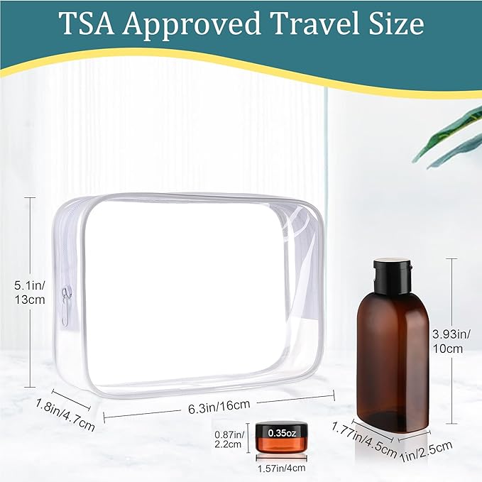 Cosywell Travel Bottles for Toiletries 4PCS 3.4oz/100ml Plastic Squeeze Bottles TSA Approved Travel Size Containers Leakproof Plastic Cream Jars Refillable Cream Lotion(Clear)