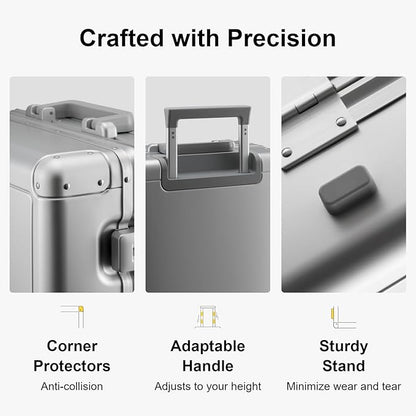 LEVEL8 Gibraltar Carry on Luggage, 20 Inch Aluminum Zipperless Luggages Airline Approved, Hardside Suitcase with TSA Lock and Spinner Wheels, Silver