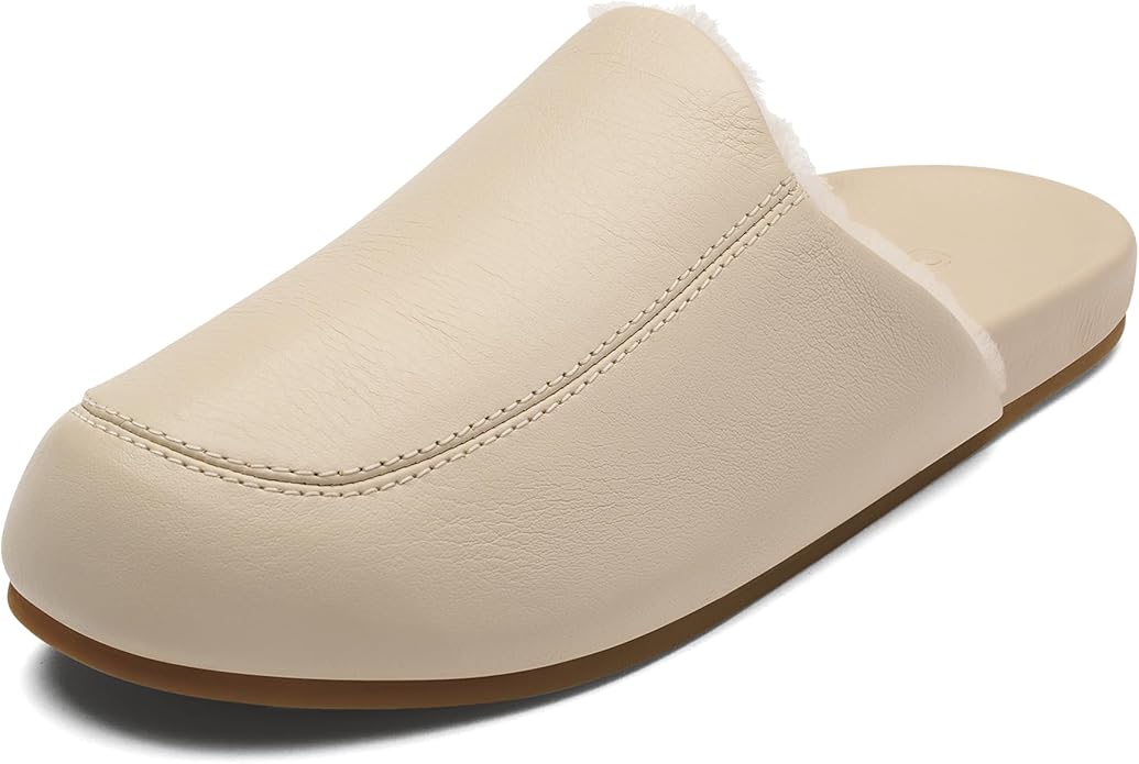 OLUKAI Konea Women’s Shearling Leather Slipper, Comfortable & Soft Mule, Versatile House Shoe for Lounge Wear & Everyday