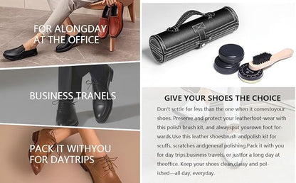 YUET 12PC Shoe Shine Kit Leather Boot Polish Kit w/Brushes and Brown, Black, Neutral Polish for Shoe Care and Cleaning