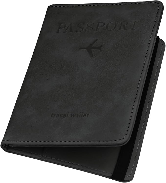 ILIYAH-Passport Cover-Passport Holder Travel Wallet-RFID Blocking Passport Case Travel Accessories Card Holder Wallet Unisex Travel Gifts(Black)