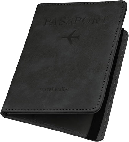ILIYAH-Passport Cover-Passport Holder Travel Wallet-RFID Blocking Passport Case Travel Accessories Card Holder Wallet Unisex Travel Gifts(Black)