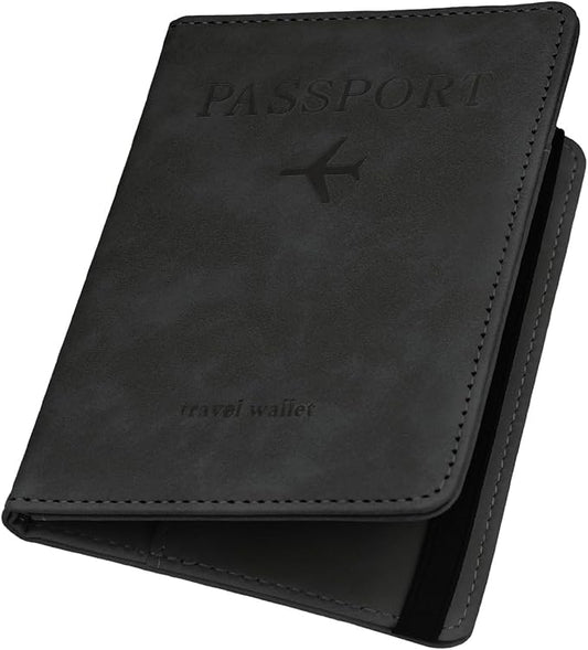 ILIYAH-Passport Cover-Passport Holder Travel Wallet-RFID Blocking Passport Case Travel Accessories Card Holder Wallet Unisex Travel Gifts(Black)