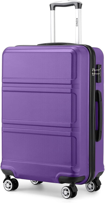 Kono 24 Inch Luggage Suitcase with Spinner Wheels TSA Lock Lightweight PC+ABS Hardside Medium Checked Luggage Durable Rolling Suitcase Purple