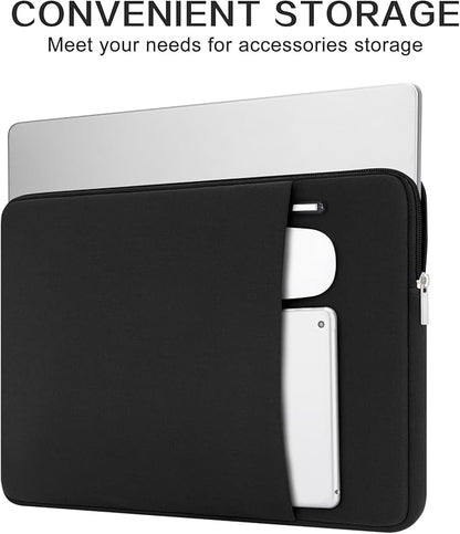 RAINYEAR 11 Inch Laptop Sleeve Case Soft Lining Cover Bag with Front Pocket & Accessories Pouch,Compatible with 11.6'' MacBook Air for 11" Notebook Computer Tablet Chromebook (Black, Upgraded Version)