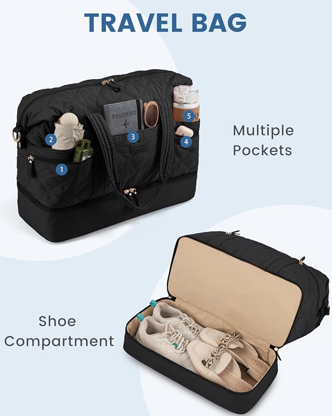 LOVEVOOK Extra Large Travel Duffle Bag, 56L Lightweight Weekender Bags for Women with Shoe Compartment, Personal Item Travel Bag Carry On Overnight Bags for Women, Hospital Bag for Labor and Delivery